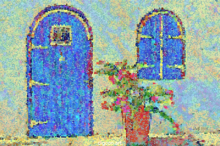 Blue Door With Plant