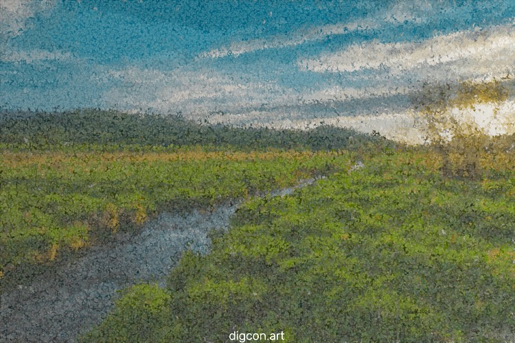 Stream With Setting Sun