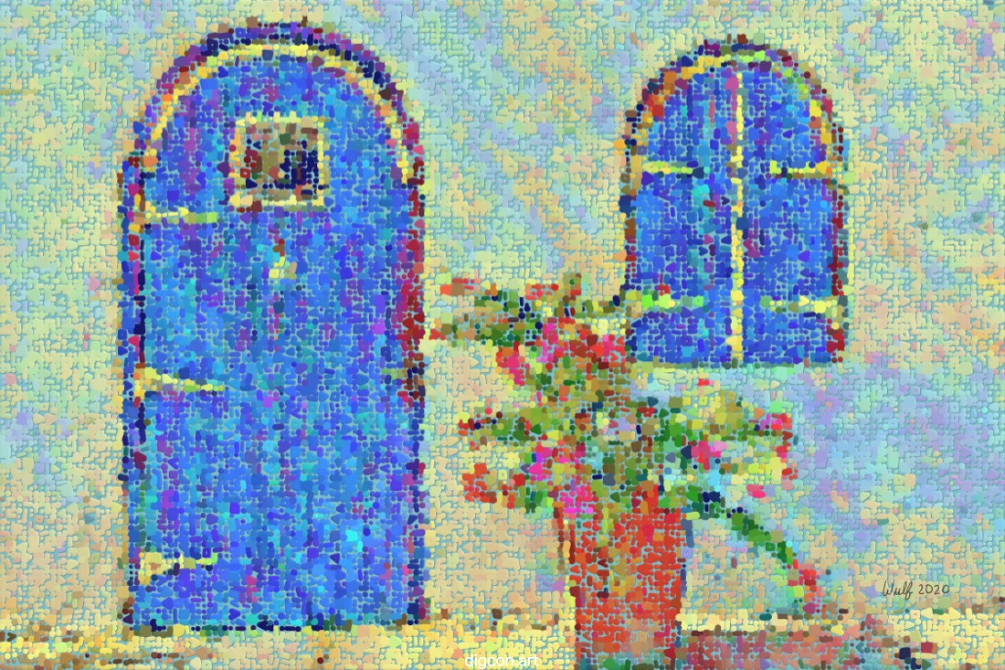 Artwork named: Blue Door With Plant