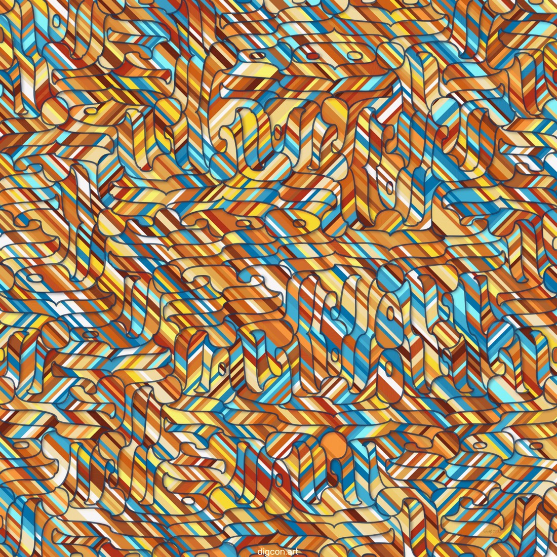 Artwork named: Orange And Blue Stripes