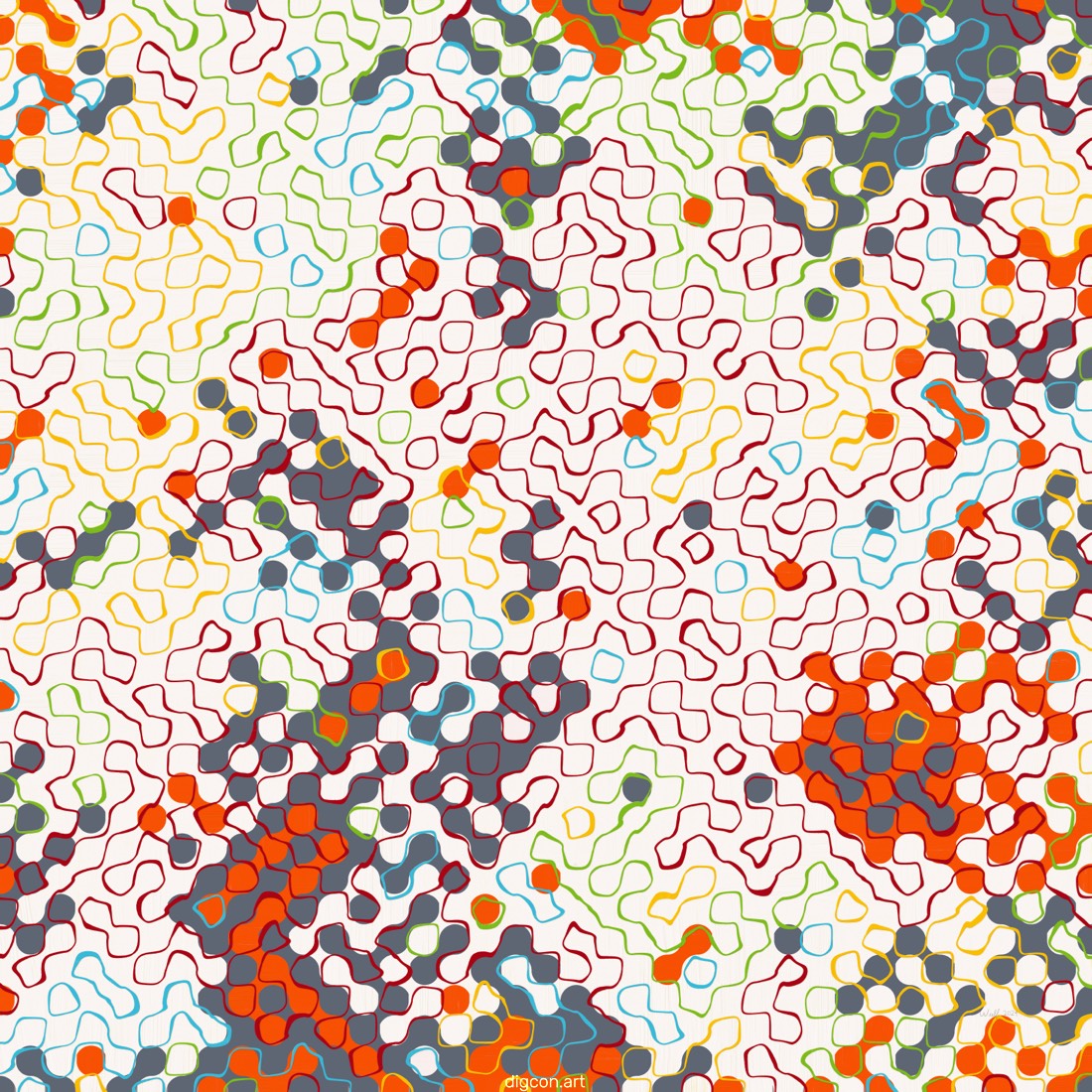 Artwork named: Orange, Gray And Squiggles