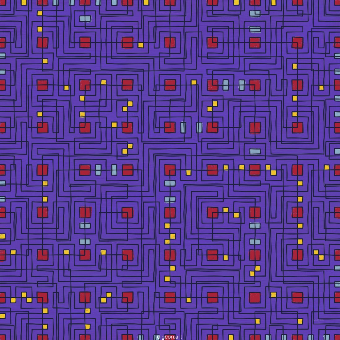 Artwork named: Red Squares On Purple