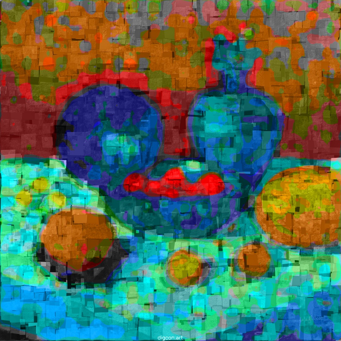 Artwork named: Still Life, Bowls, Fruit, Bread