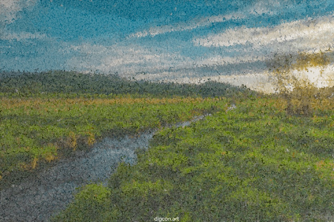 Artwork named: Stream With Setting Sun