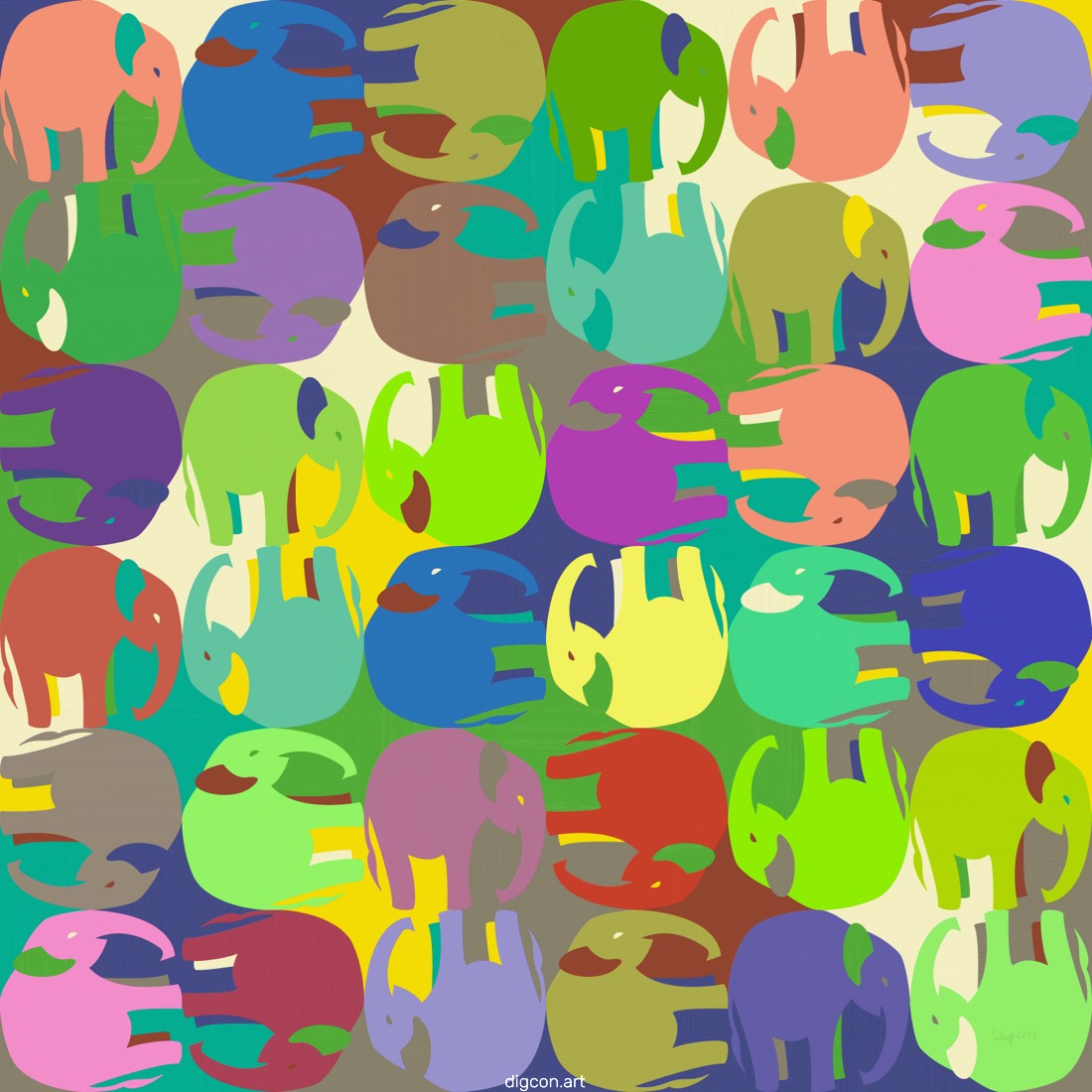 Artwork named: Tiled Elephants