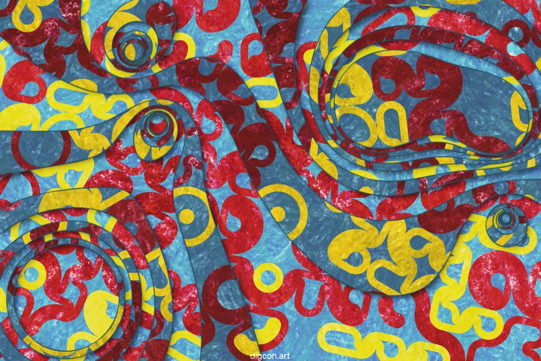 Artwork named: Waves Of Red Yellow Blue
